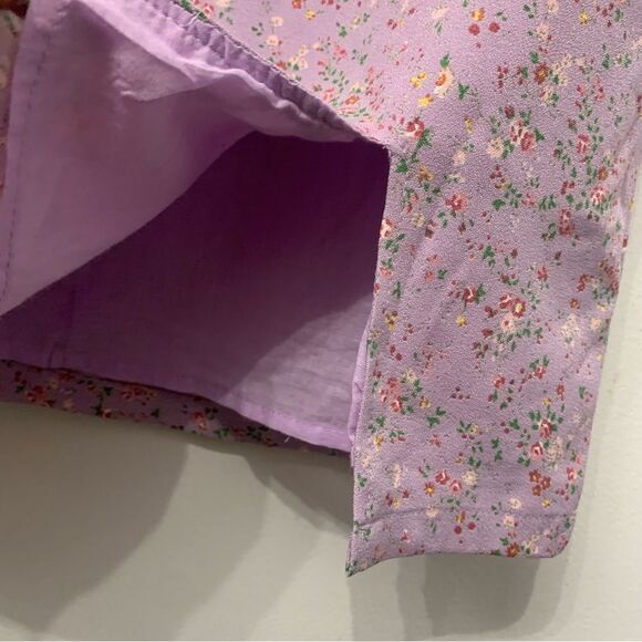 Princess Polly Hester 4 Women’s Mini Skirt Purple Floral Cut in Side Trend Lilac - Picture 4 of 8